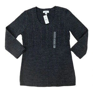 Ann Taylor Loft gray cable knit sweater